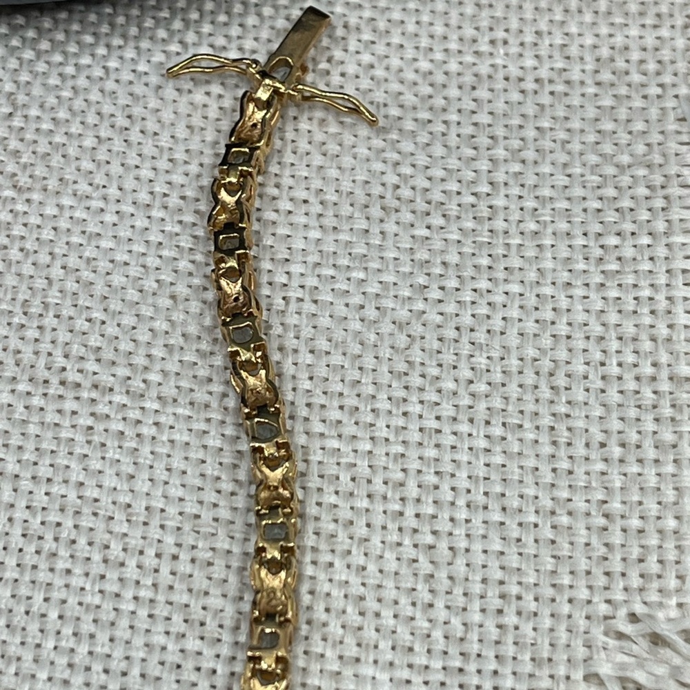 ✨ Vintage Sterling Silver & Gold-Plated Blue Gemstone Bracelet - Picture 13 of 16